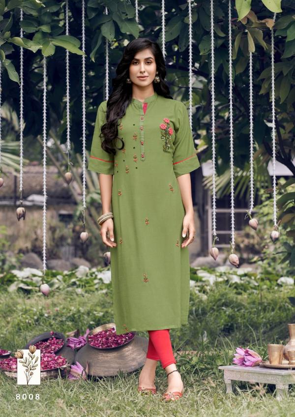 Vastram Vol 8 Rayon Slub Designer Khatli Work Kurti Collection